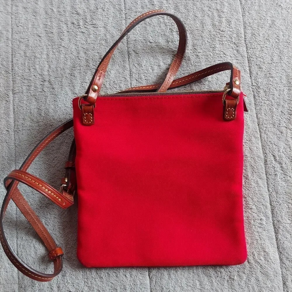 New Dooney & Bourke Red Nylon North South Triple Zip Crossbody Bag